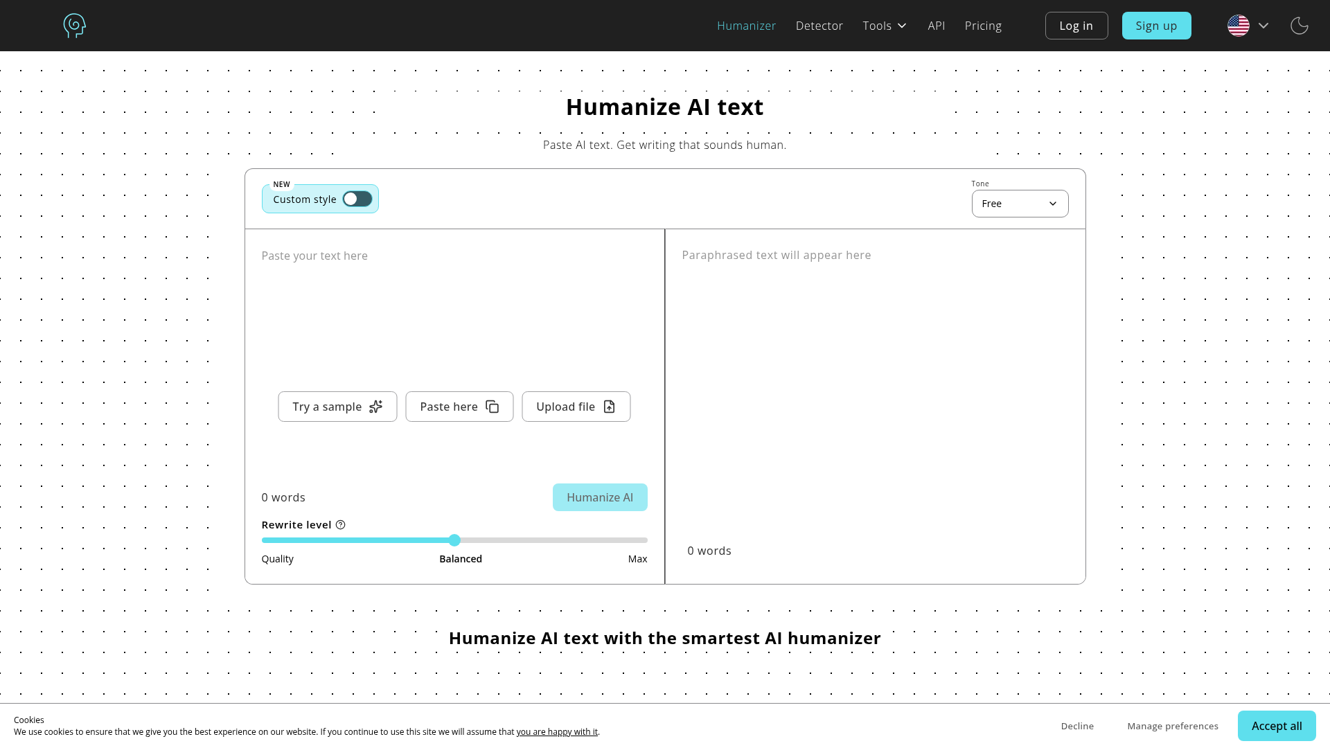 HumanizeAI - Free AI humanizer that converts AI-generated text into natural, human-like writing.
