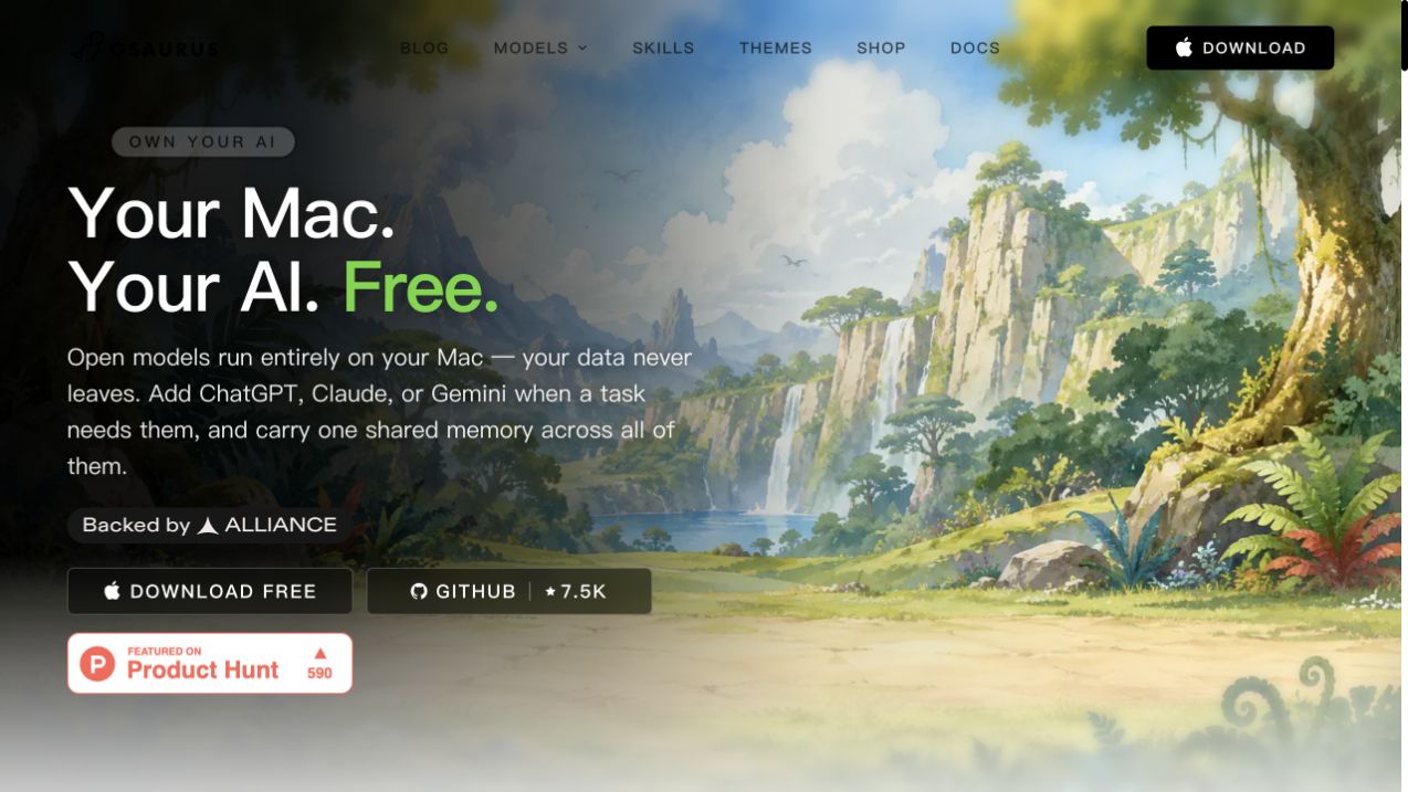 Osaurus - 你的Mac，你的AI。免费。开源模型完全在你的Mac上运行——你的数据永不离机。