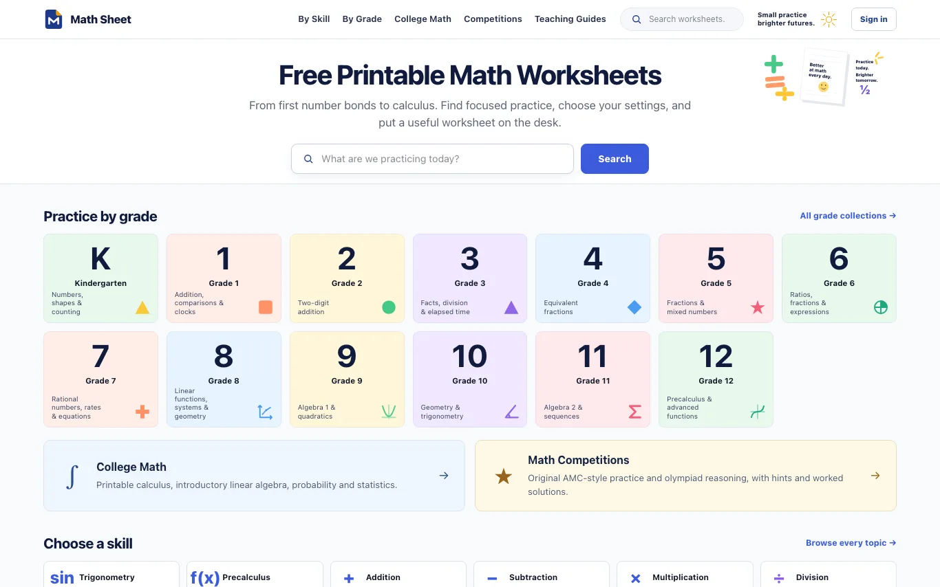 Math Sheet Math Sheet screenshot